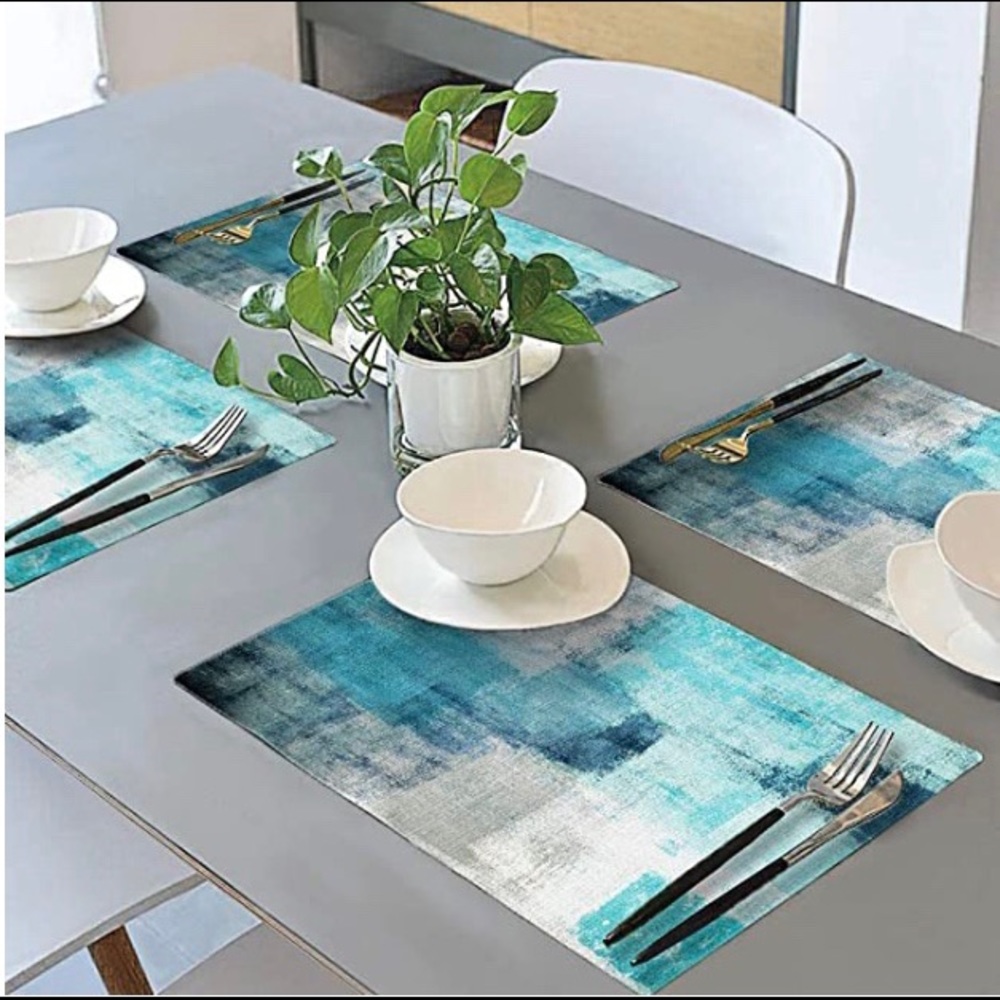 Teal/ grey Placemats (4 pack)